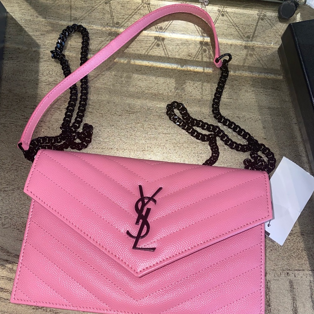 YSL PINK WALLET ON CHAIN CROSS BODY BRAND NEW!